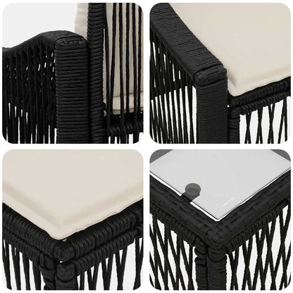 Gartensofa-set 6 stk. Schwarz Poly-Rattan
