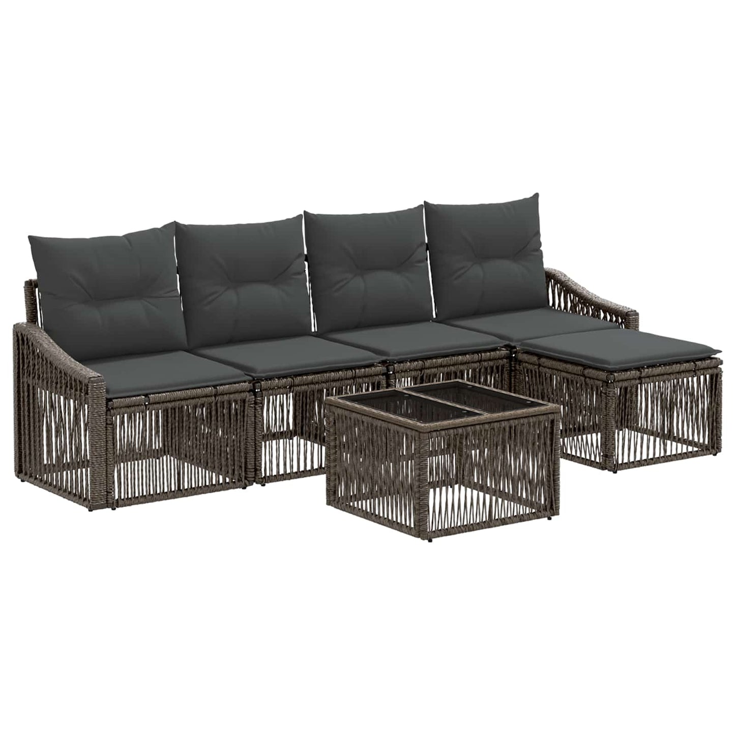 Gartensofa-set 6 stk. Grau Poly-Rattan