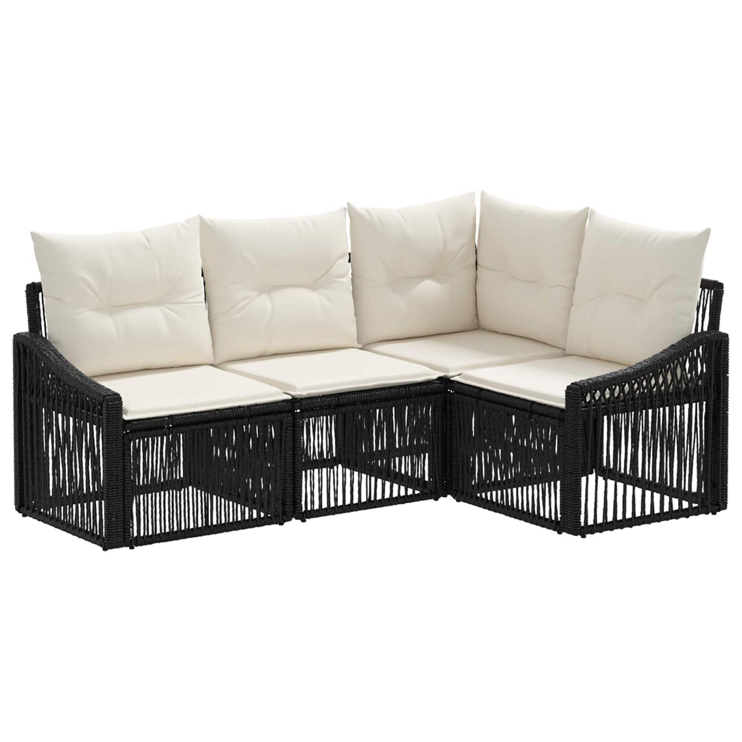 Gartensofa-set 4 pcs Schwarz Poly-Rattan