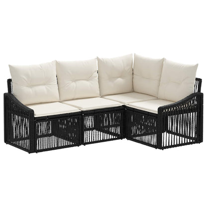 Gartensofa-set 4 stk. Schwarz Poly-Rattan