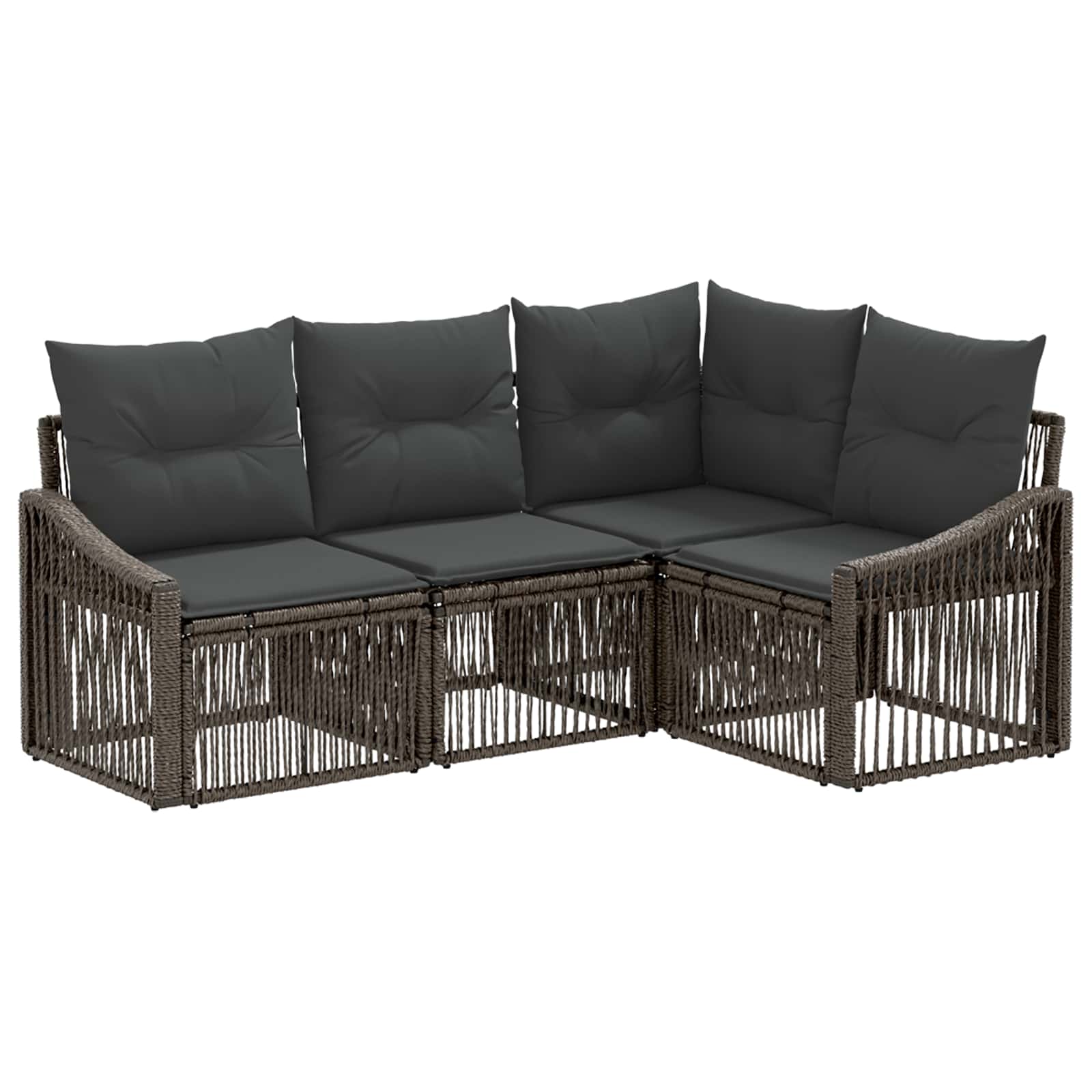 Gartensofa-set 4 pcs Grau Poly-Rattan
