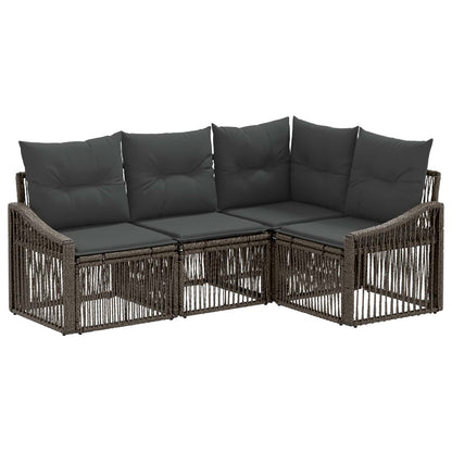 Gartensofa-set 4 stk. Grau Poly-Rattan