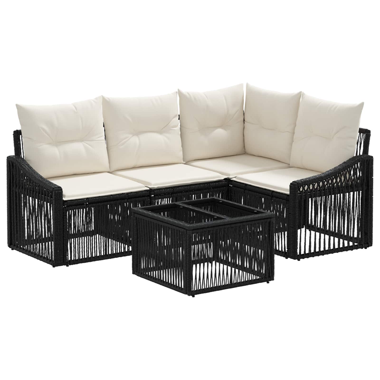 Gartensofa-set 5 stk. Schwarz Poly-Rattan