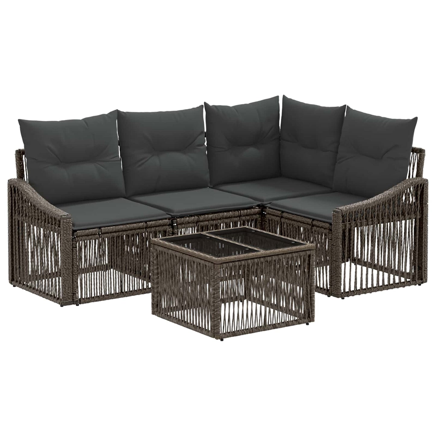 Gartensofa-set 5 stk. Grau Poly-Rattan