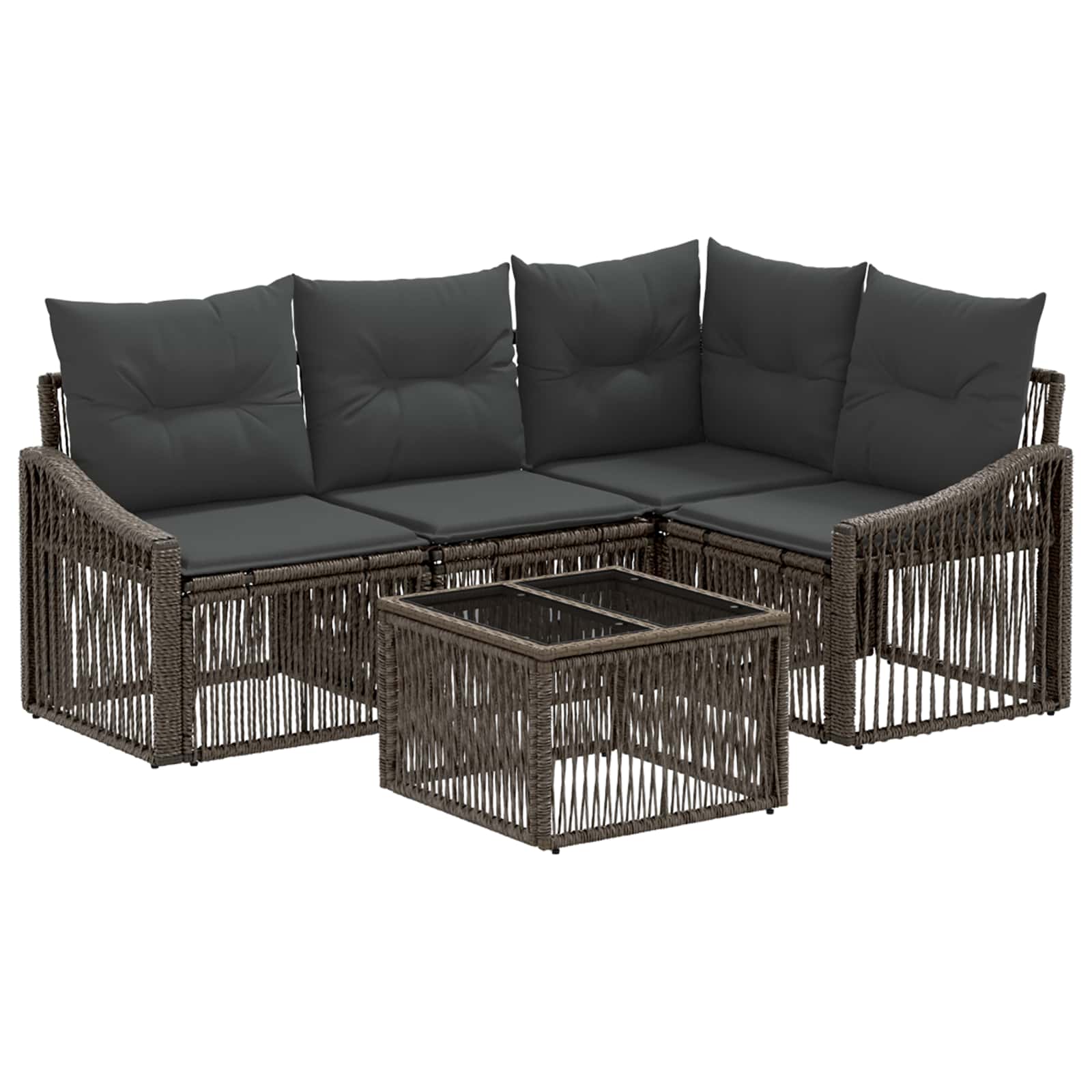 Gartensofa-set 5 stk. Grau Poly-Rattan