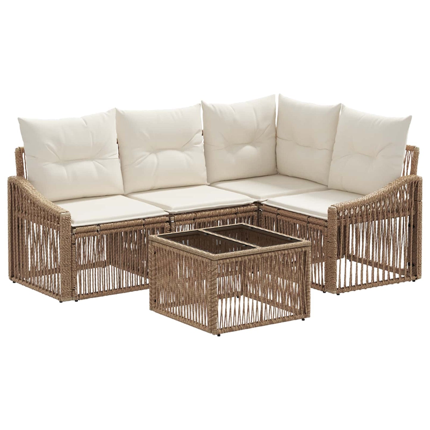 Gartensofa-set 5 pcs Beige Poly-Rattan