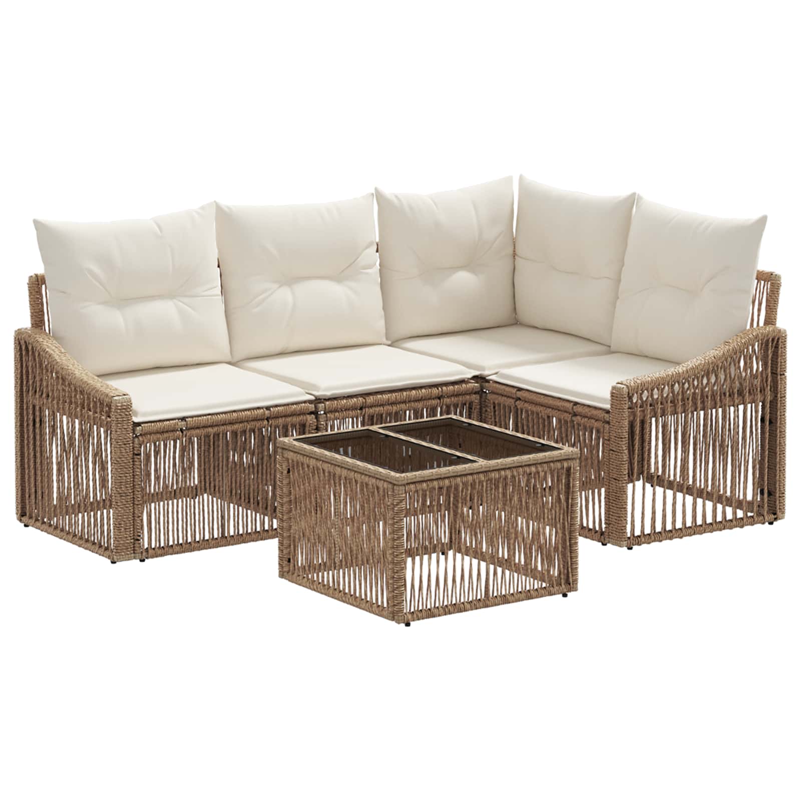 Gartensofa-set 5 pcs Beige Poly-Rattan