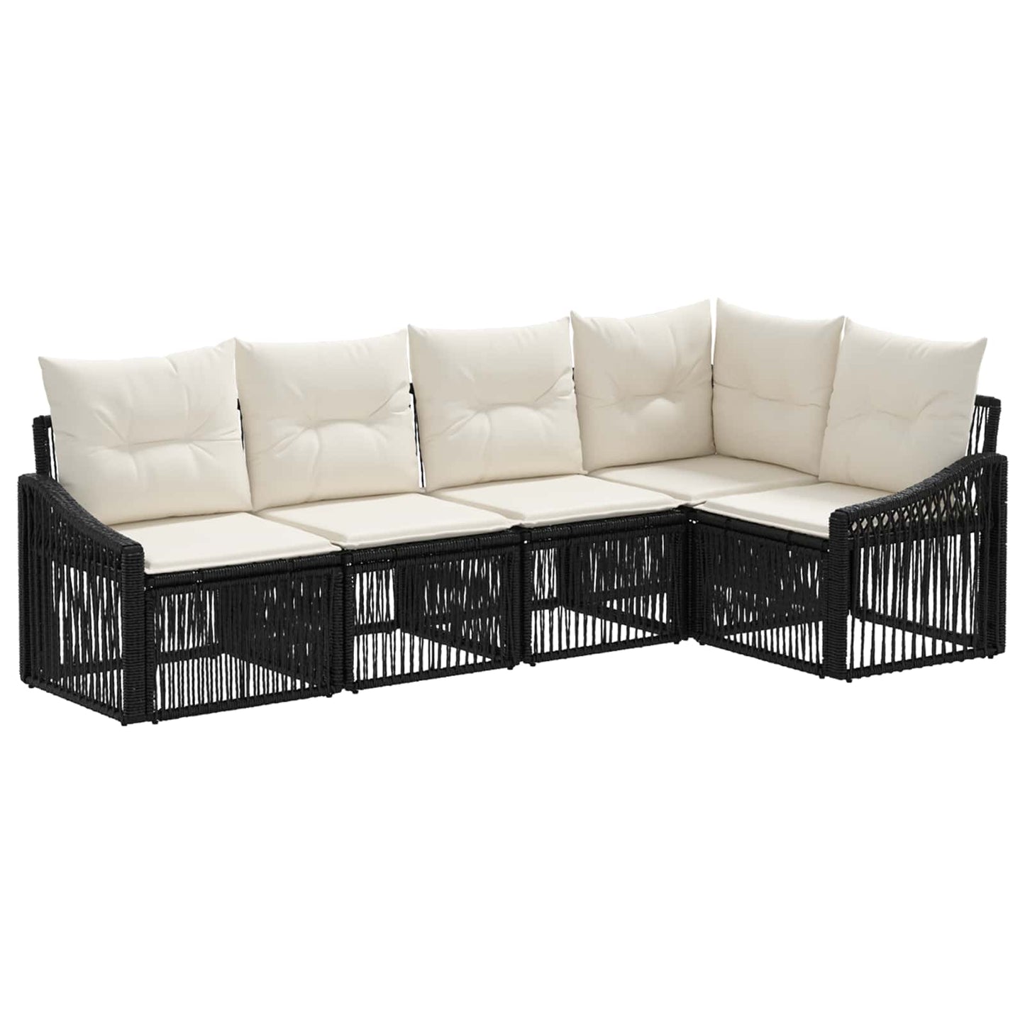 Gartensofa-set 5 pcs Schwarz Poly-Rattan