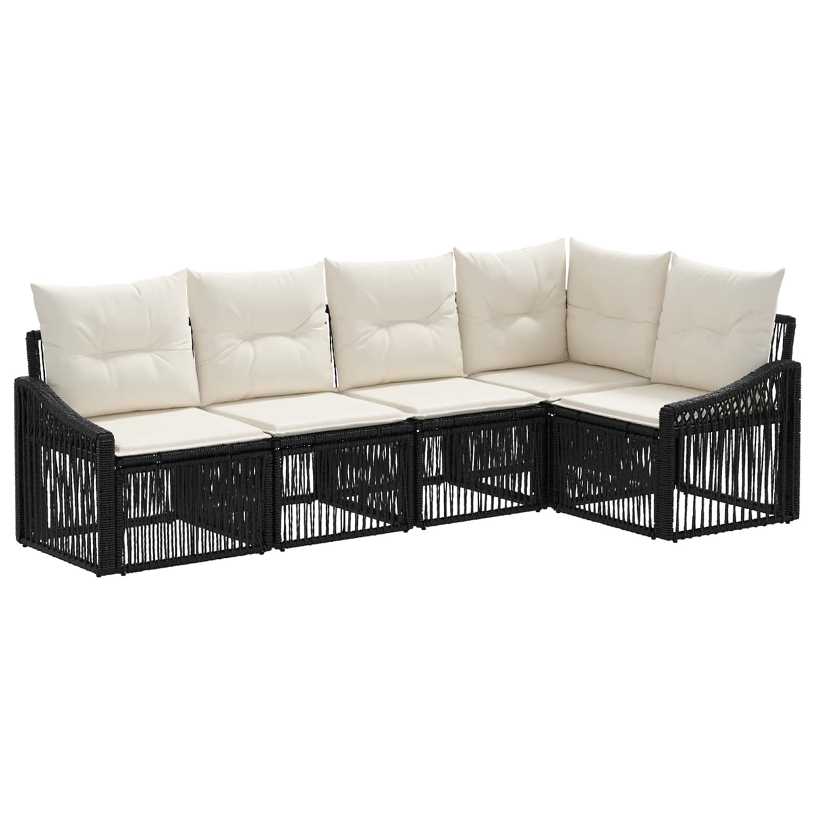 Gartensofa-set 5 pcs Schwarz Poly-Rattan