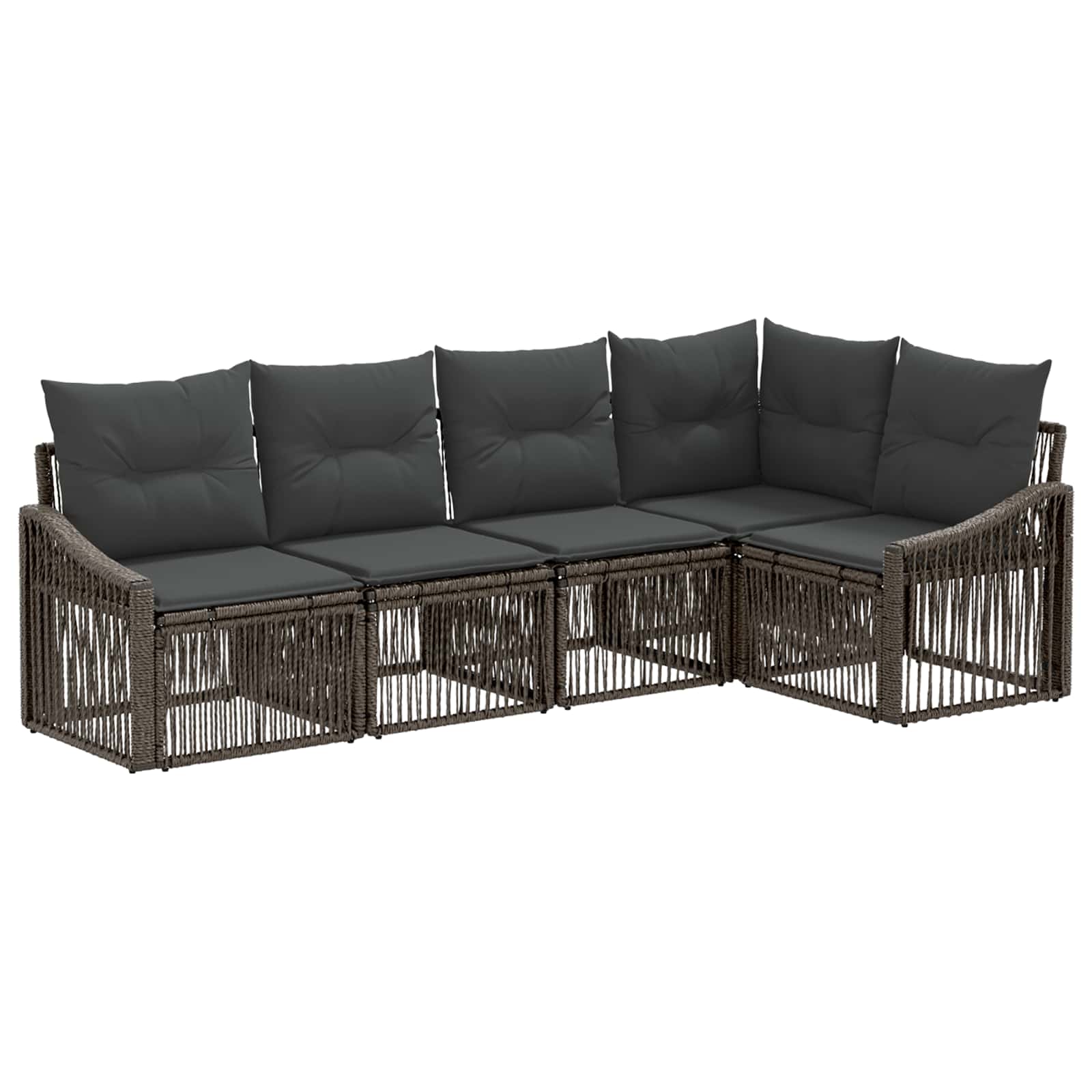 Gartensofa-set 5 stk. Grau Poly-Rattan