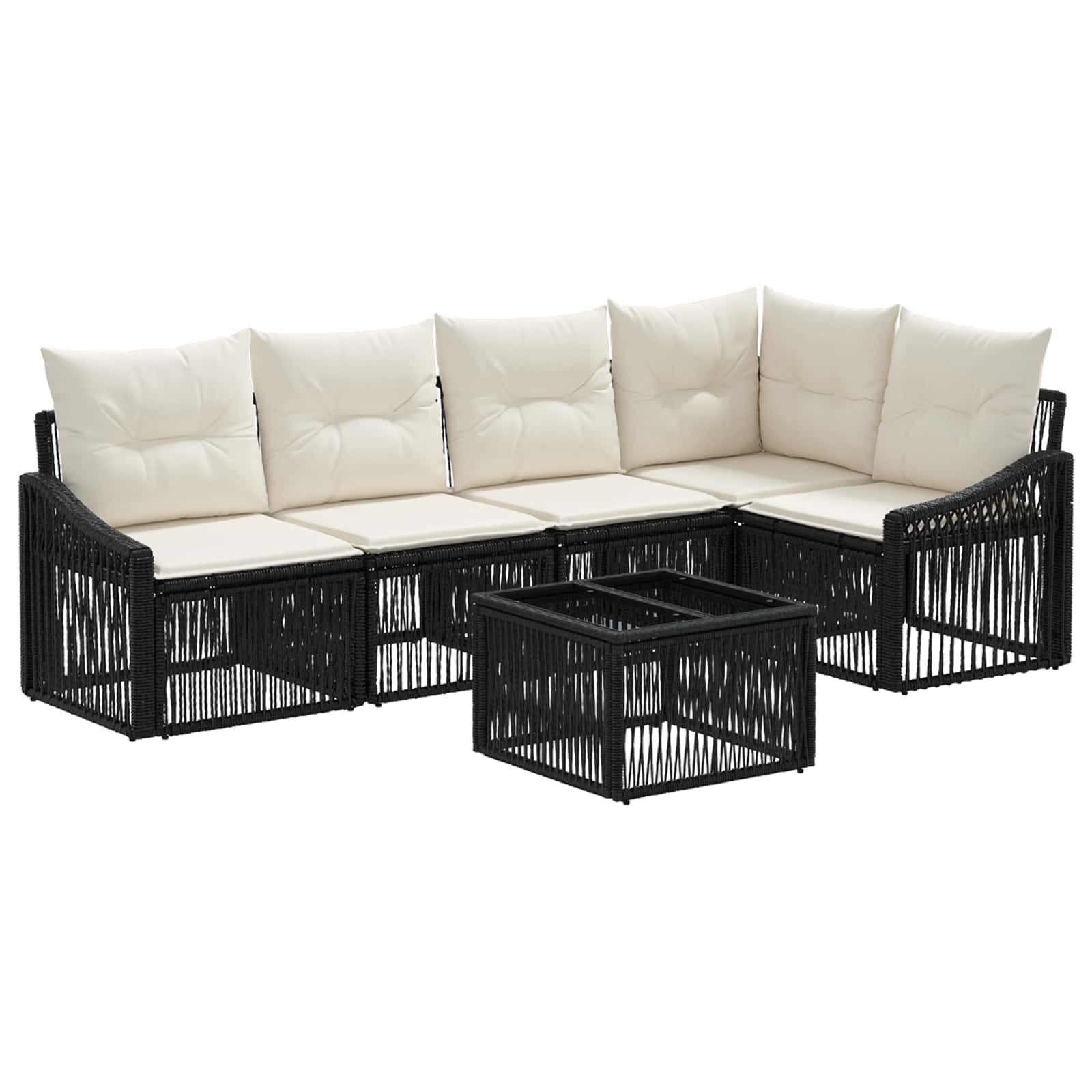 Gartensofa-set 6 stk. Schwarz Poly-Rattan