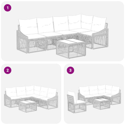 Gartensofa-set 6 stk. Schwarz Poly-Rattan