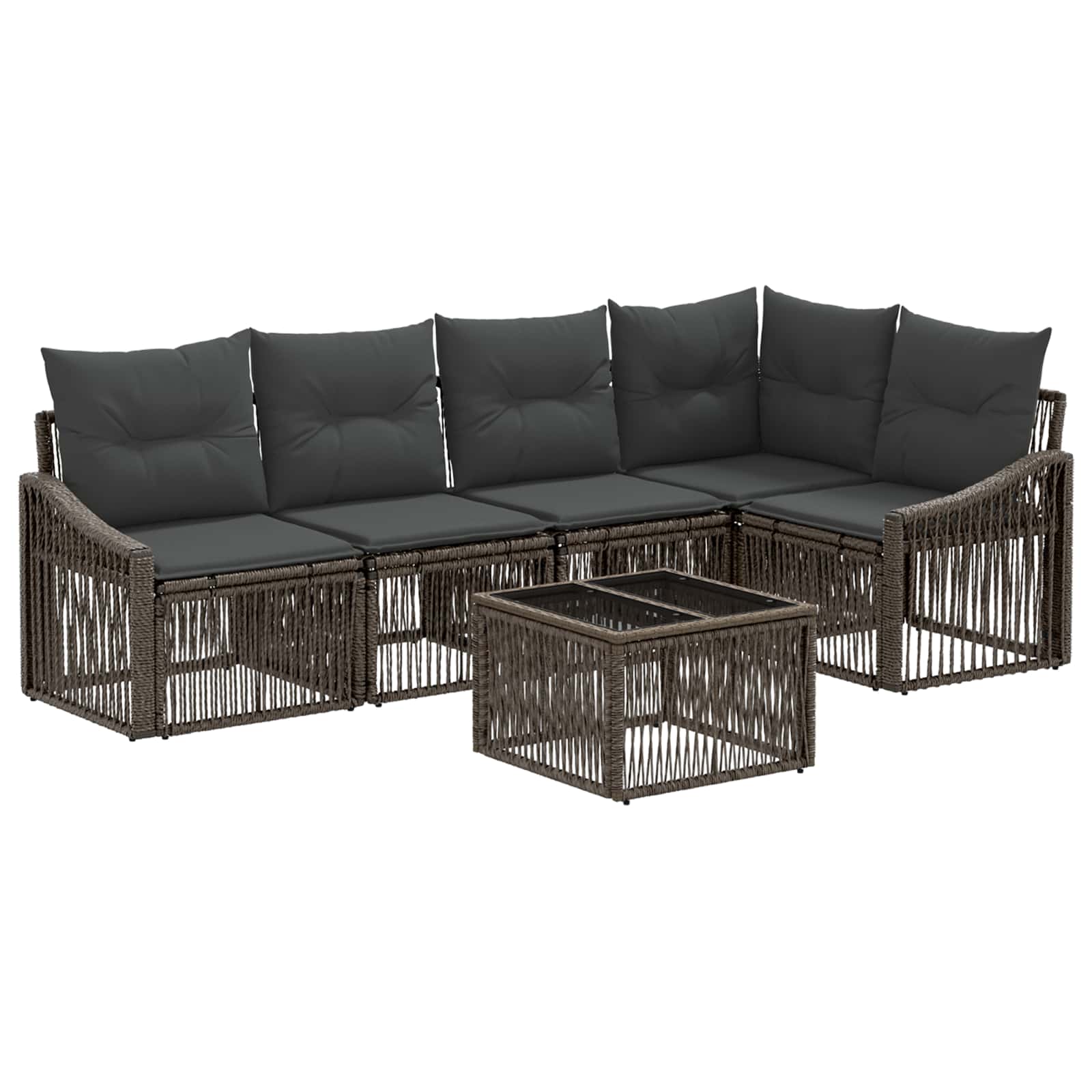 Gartensofa-set 6 stk. Grau Poly-Rattan