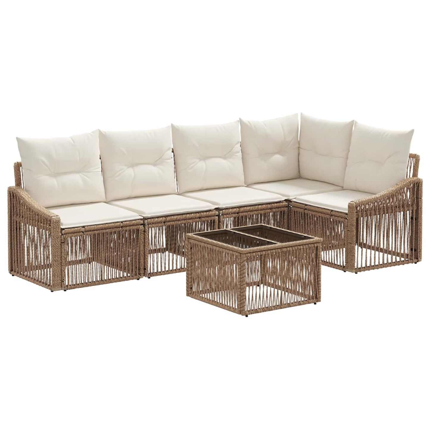 Gartensofa-set 6 pcs Beige Poly-Rattan