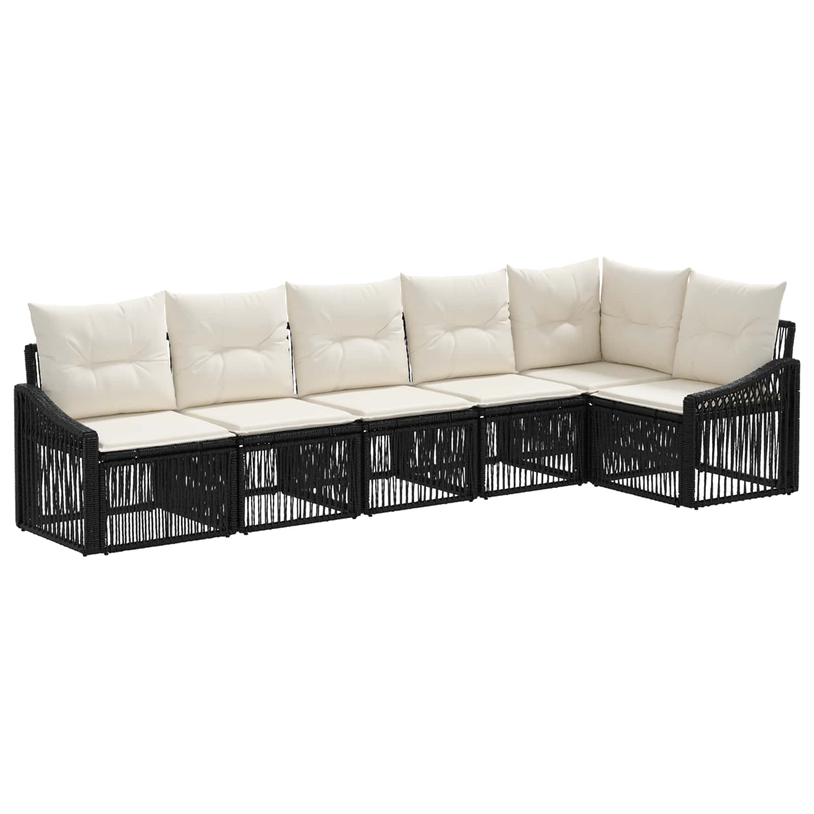 Gartensofa-set 6 stk. Schwarz Poly-Rattan