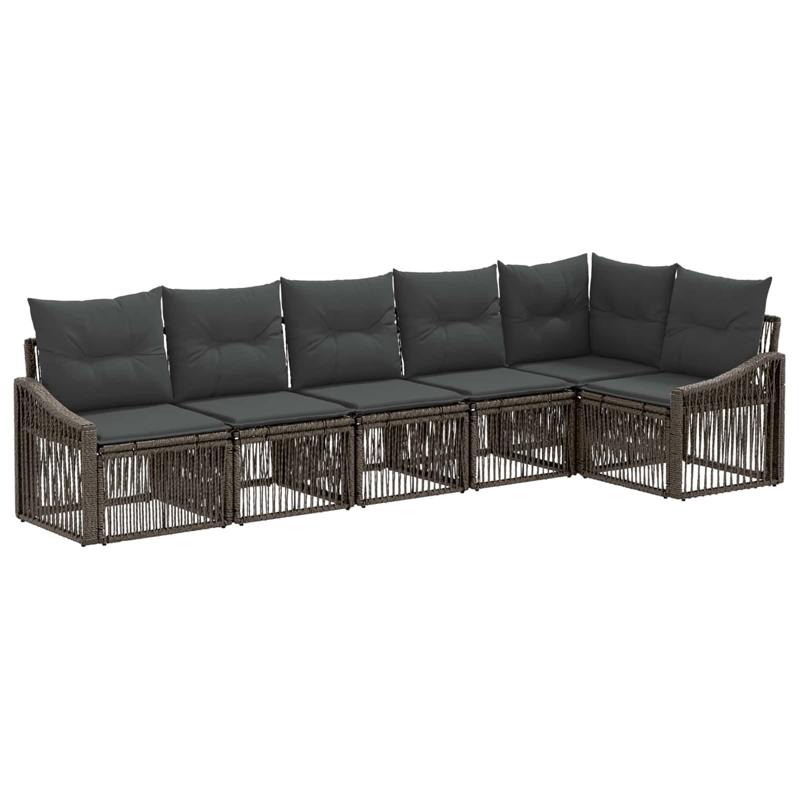 Gartensofa-set 6 pcs Grau Poly-Rattan