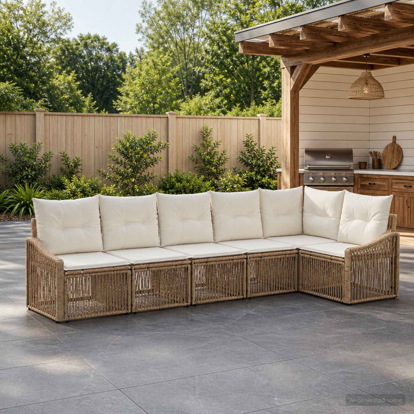 Gartensofa-set 6 pcs Beige Poly-Rattan