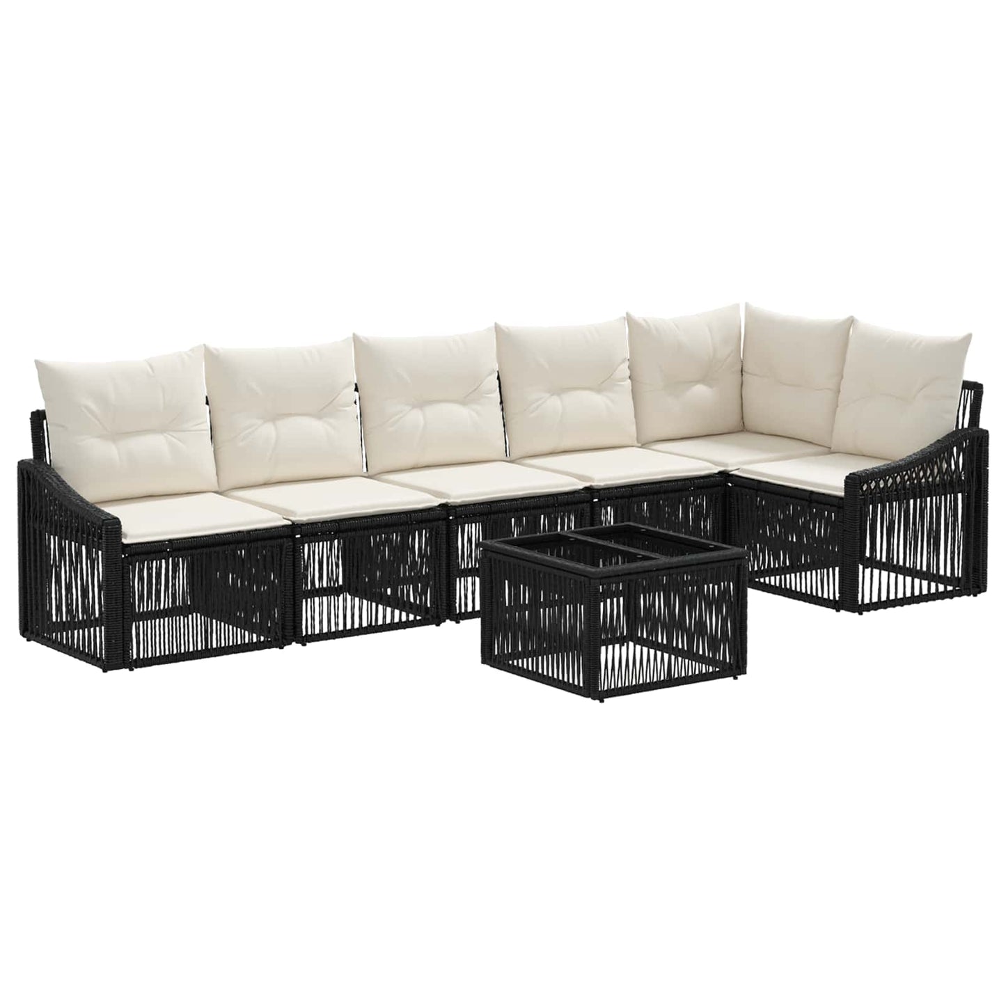 Gartensofa-set 7 stk. Schwarz Poly-Rattan
