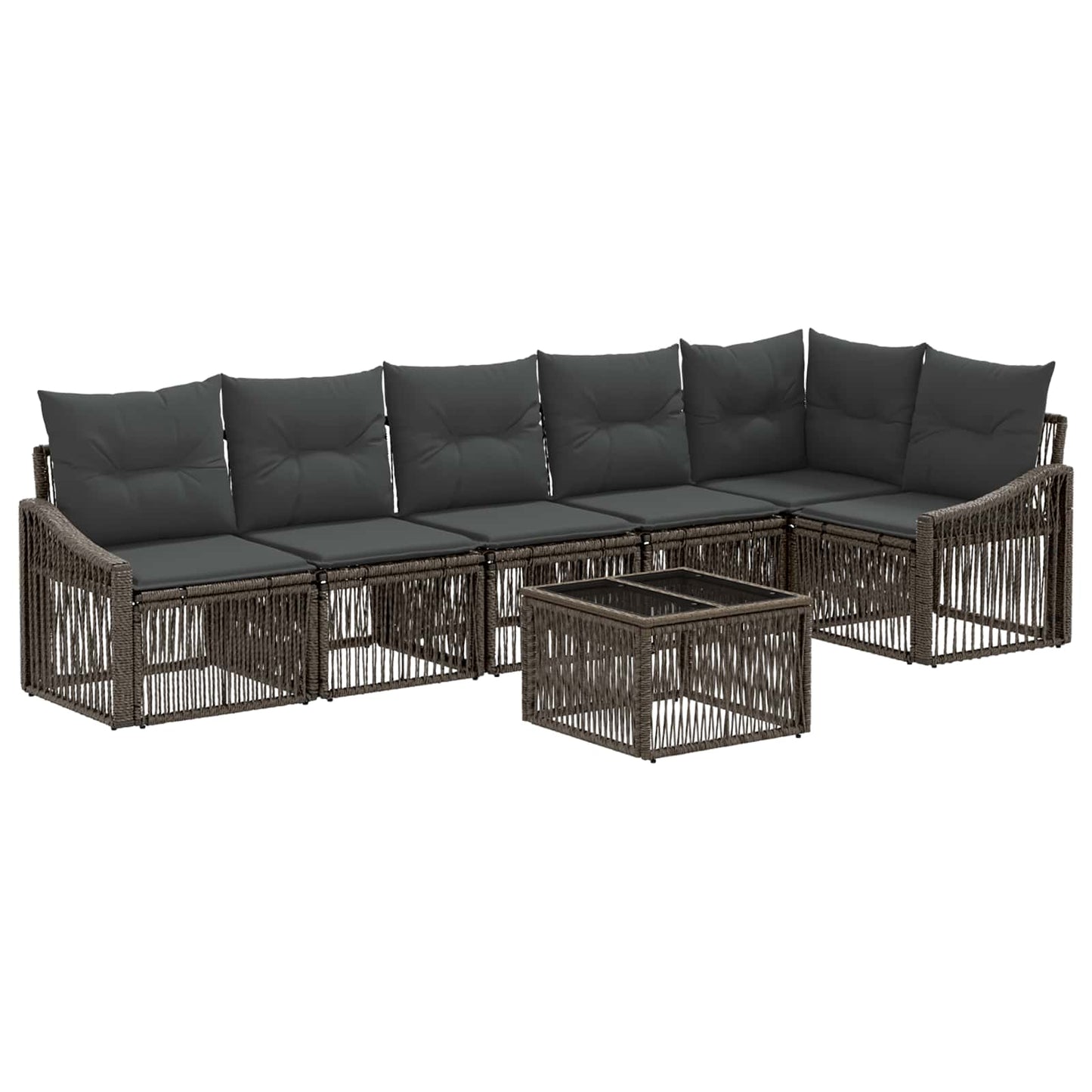 Gartensofa-set 7 stk. Grau Poly-Rattan