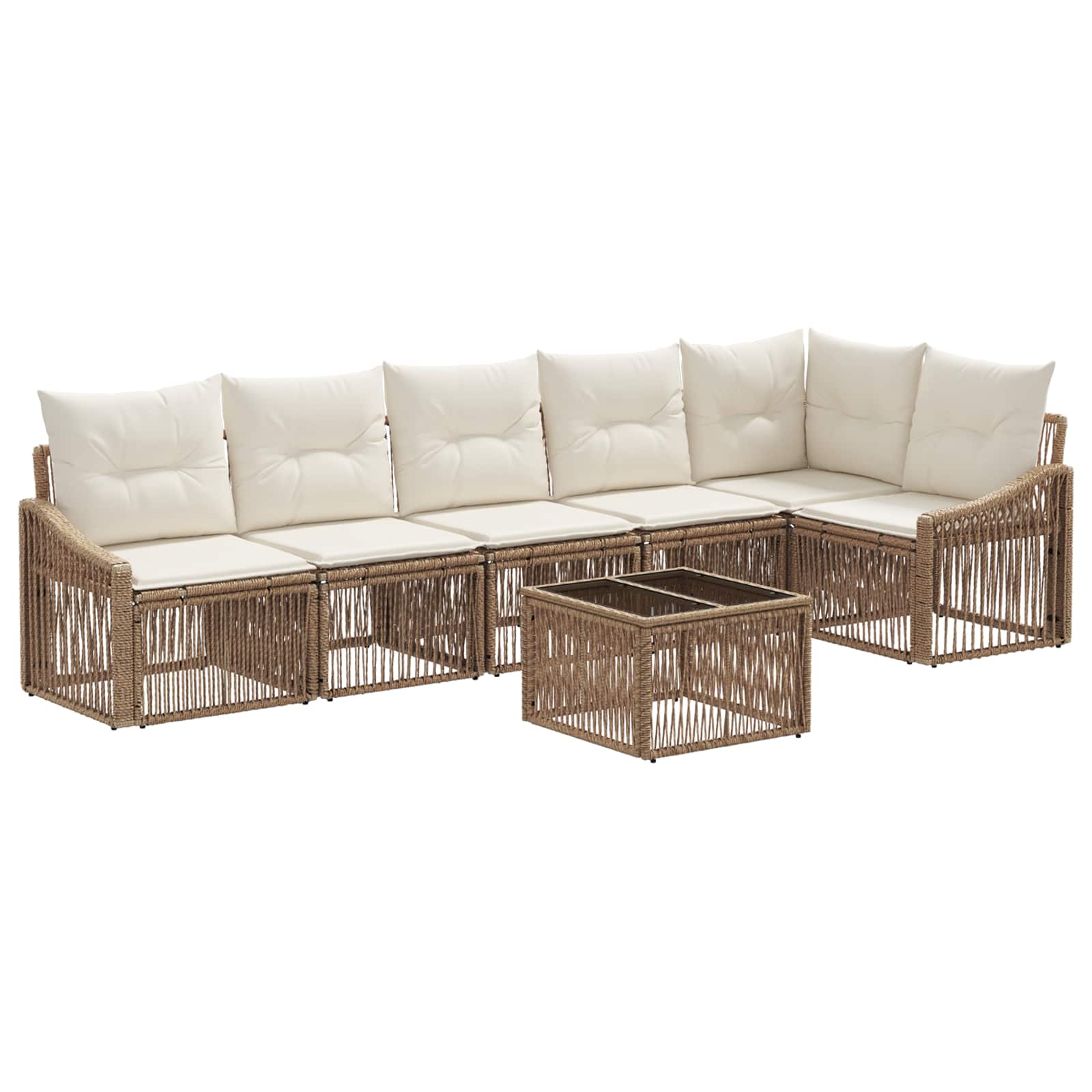 Gartensofa-set 7 pcs Beige Poly-Rattan
