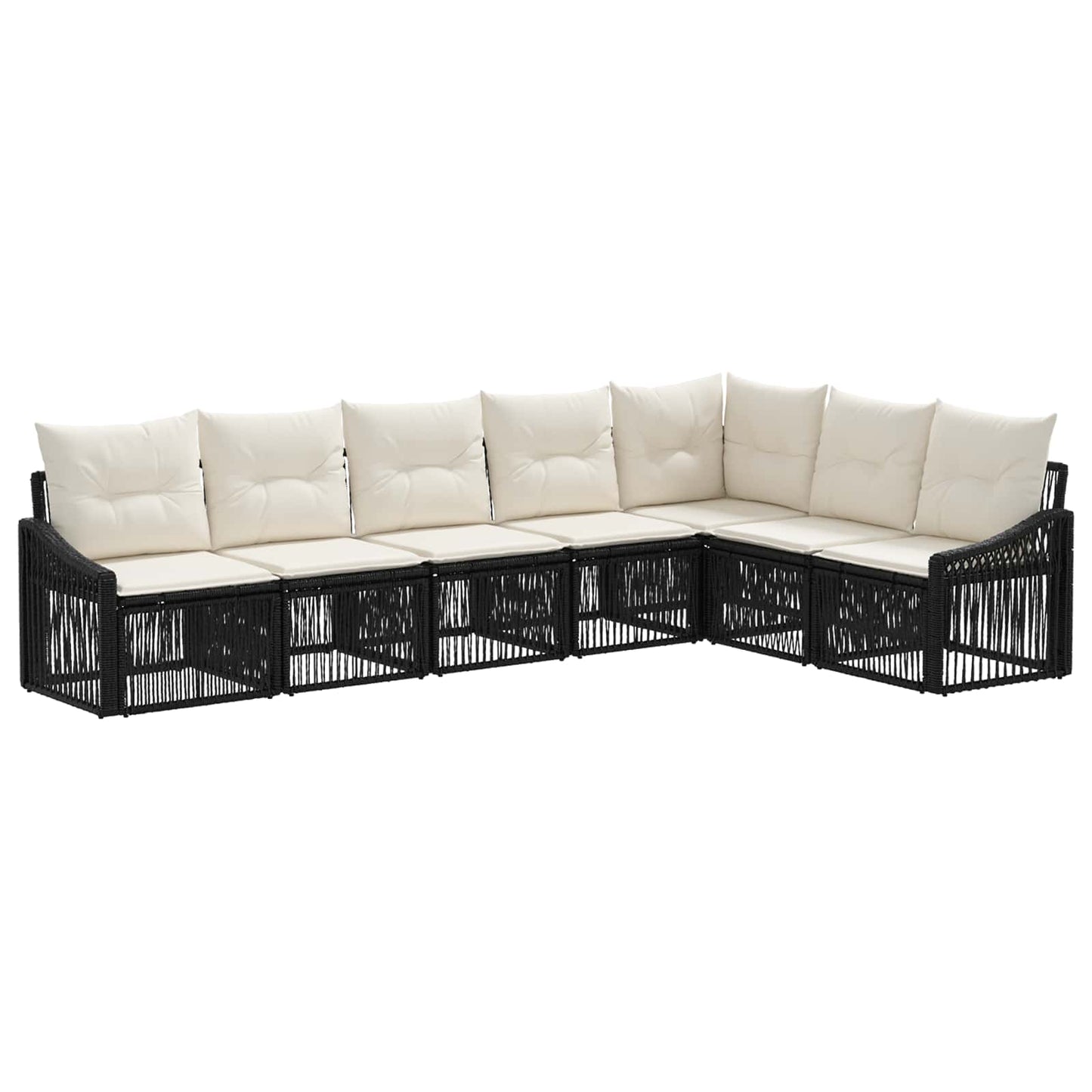 Gartensofa-set 7 pcs Schwarz Poly-Rattan
