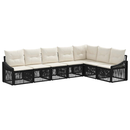 Gartensofa-set 7 stk. Schwarz Poly-Rattan