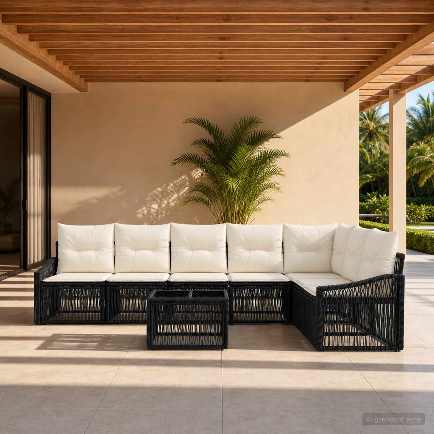 Gartensofa-set 8 stk. Schwarz Poly-Rattan