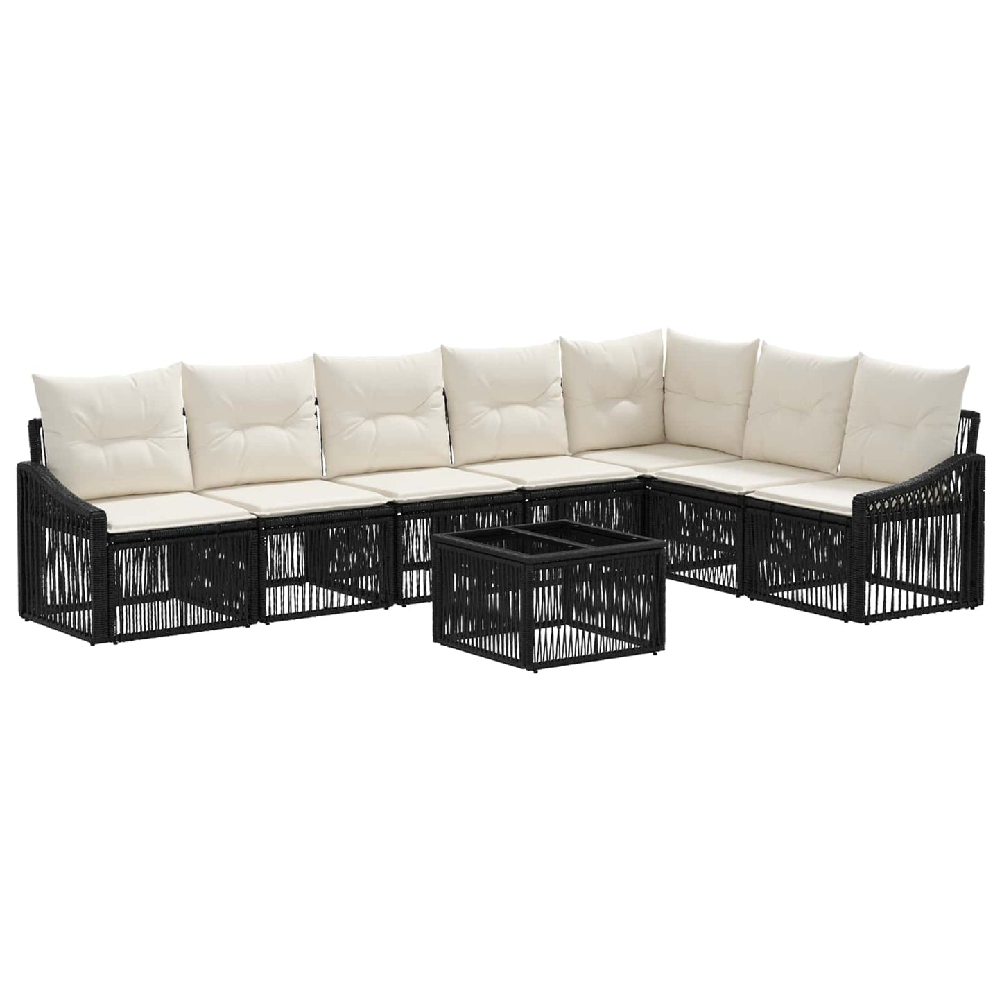 Gartensofa-set 8 stk. Schwarz Poly-Rattan