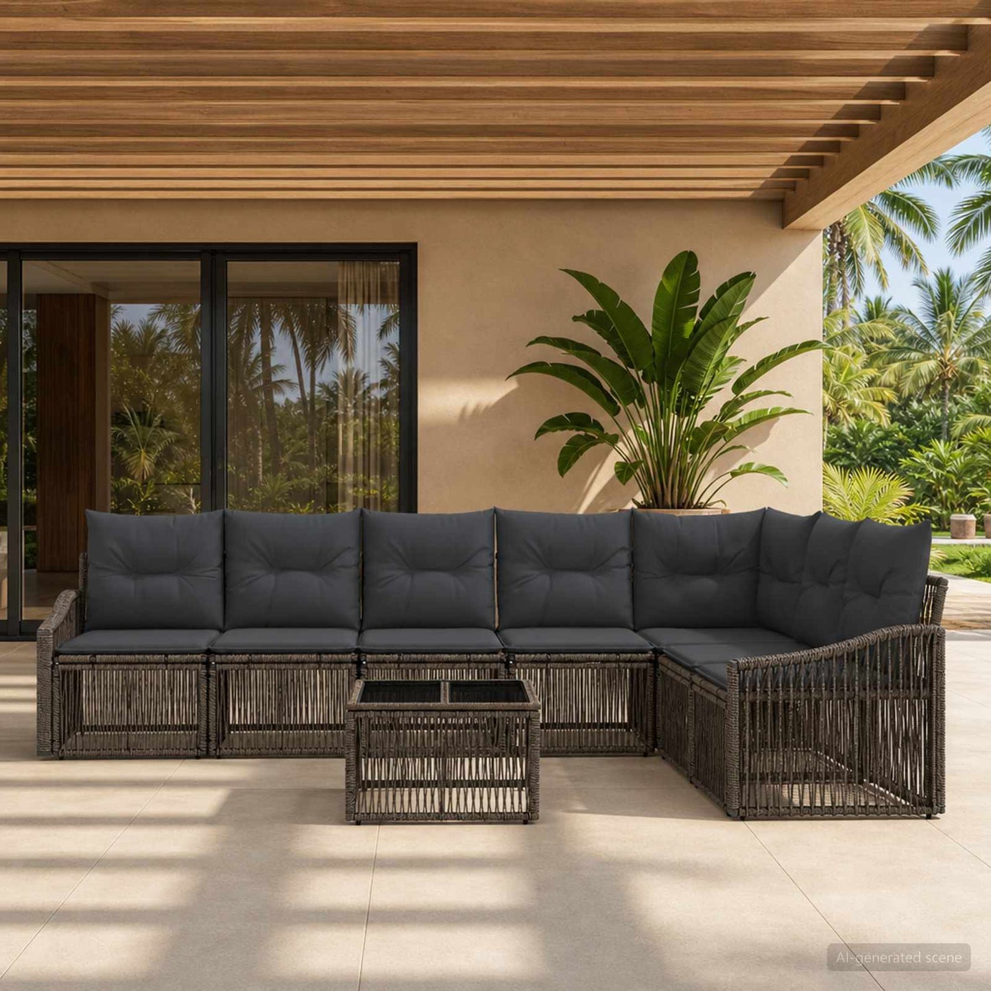 Gartensofa-set 8 stk. Grau Poly-Rattan