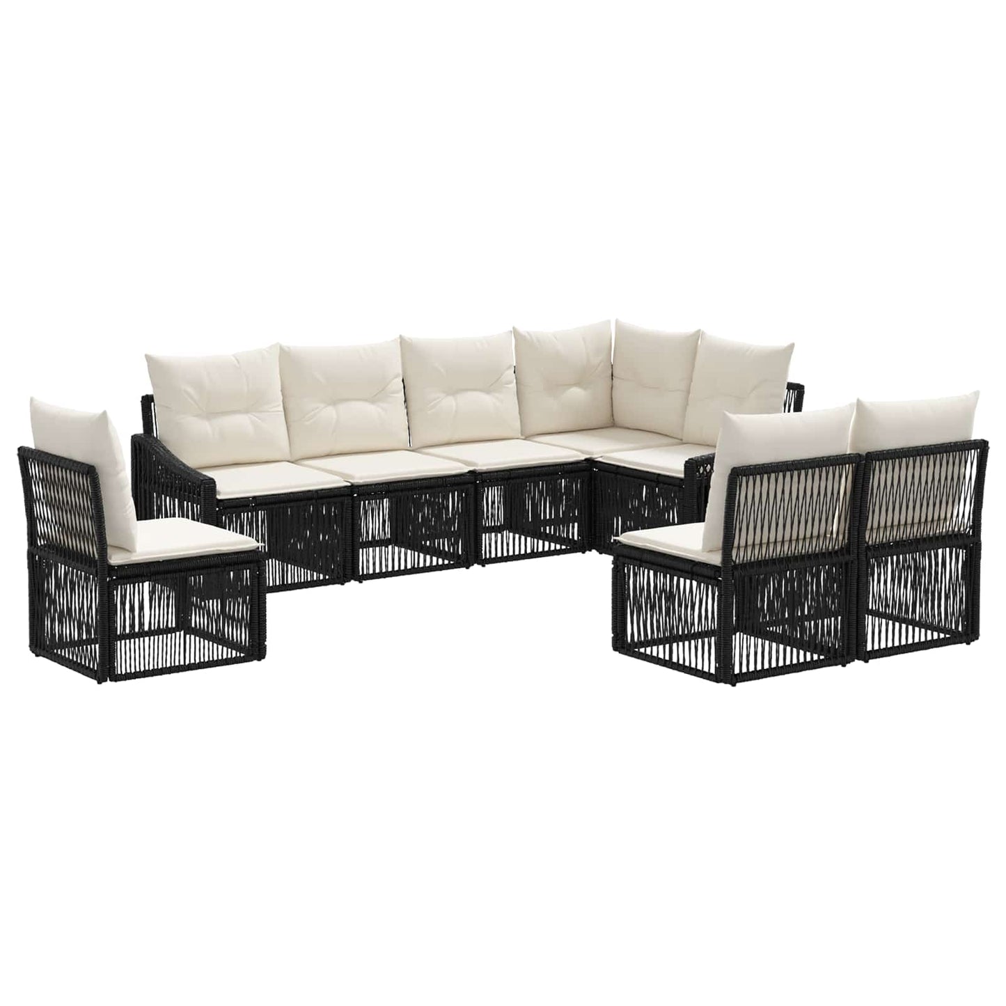 Gartensofa-set 8 stk. Schwarz Poly-Rattan