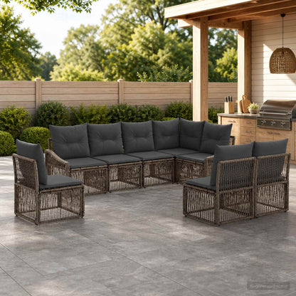Gartensofa-set 8 stk. Grau Poly-Rattan