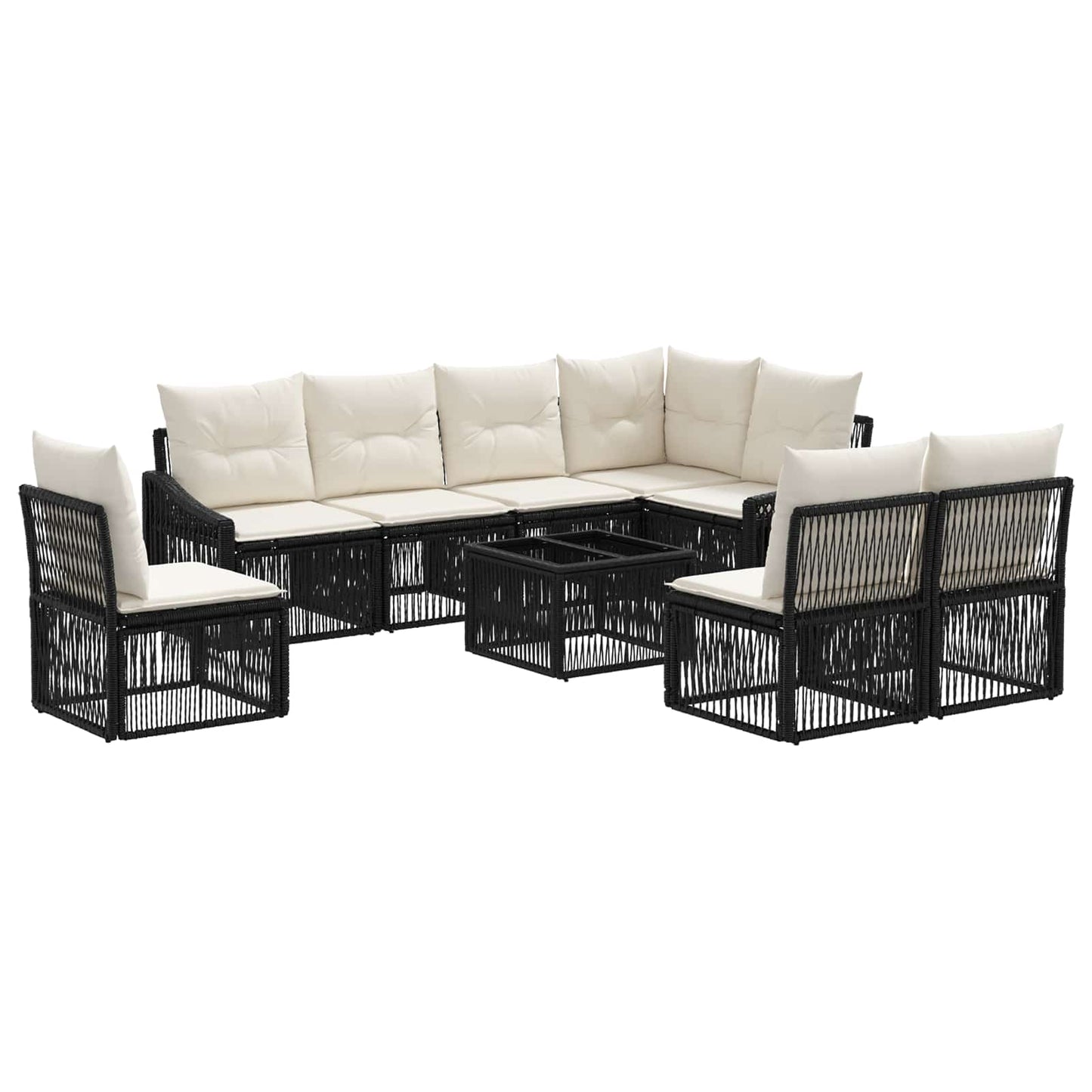 Gartensofa-set 9 stk. Schwarz Poly-Rattan