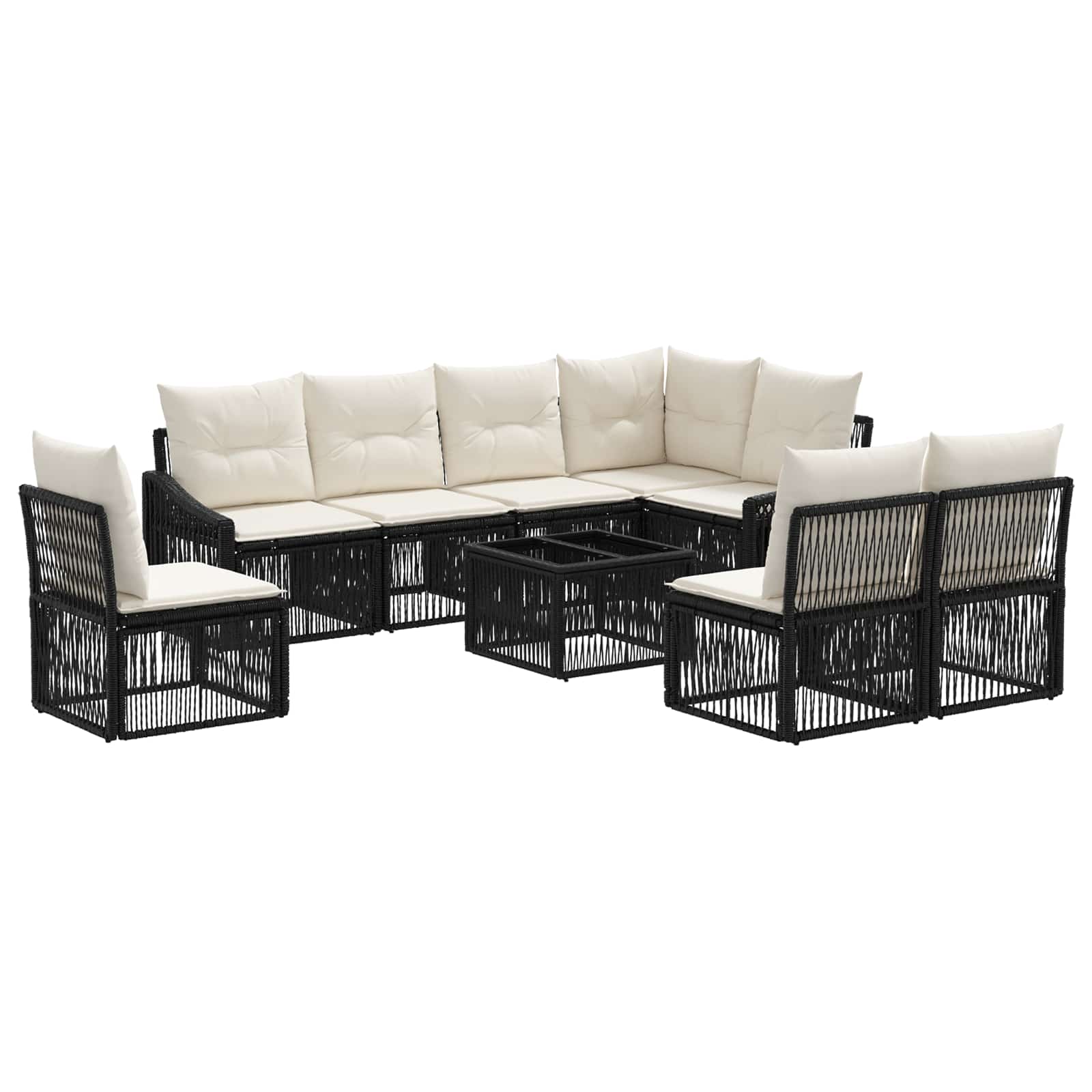 Gartensofa-set 9 stk. Schwarz Poly-Rattan