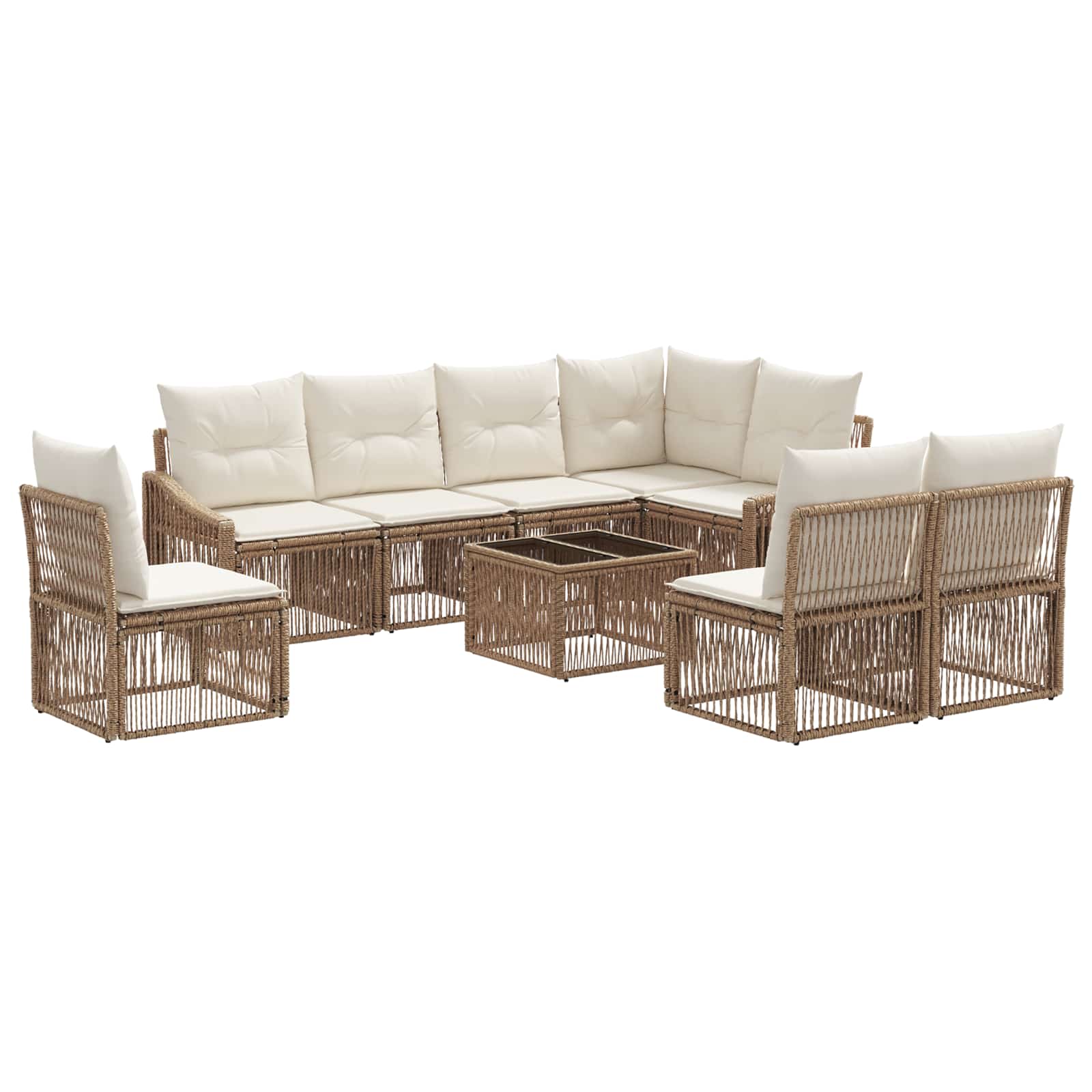 Gartensofa-set 9 pcs Beige Poly-Rattan