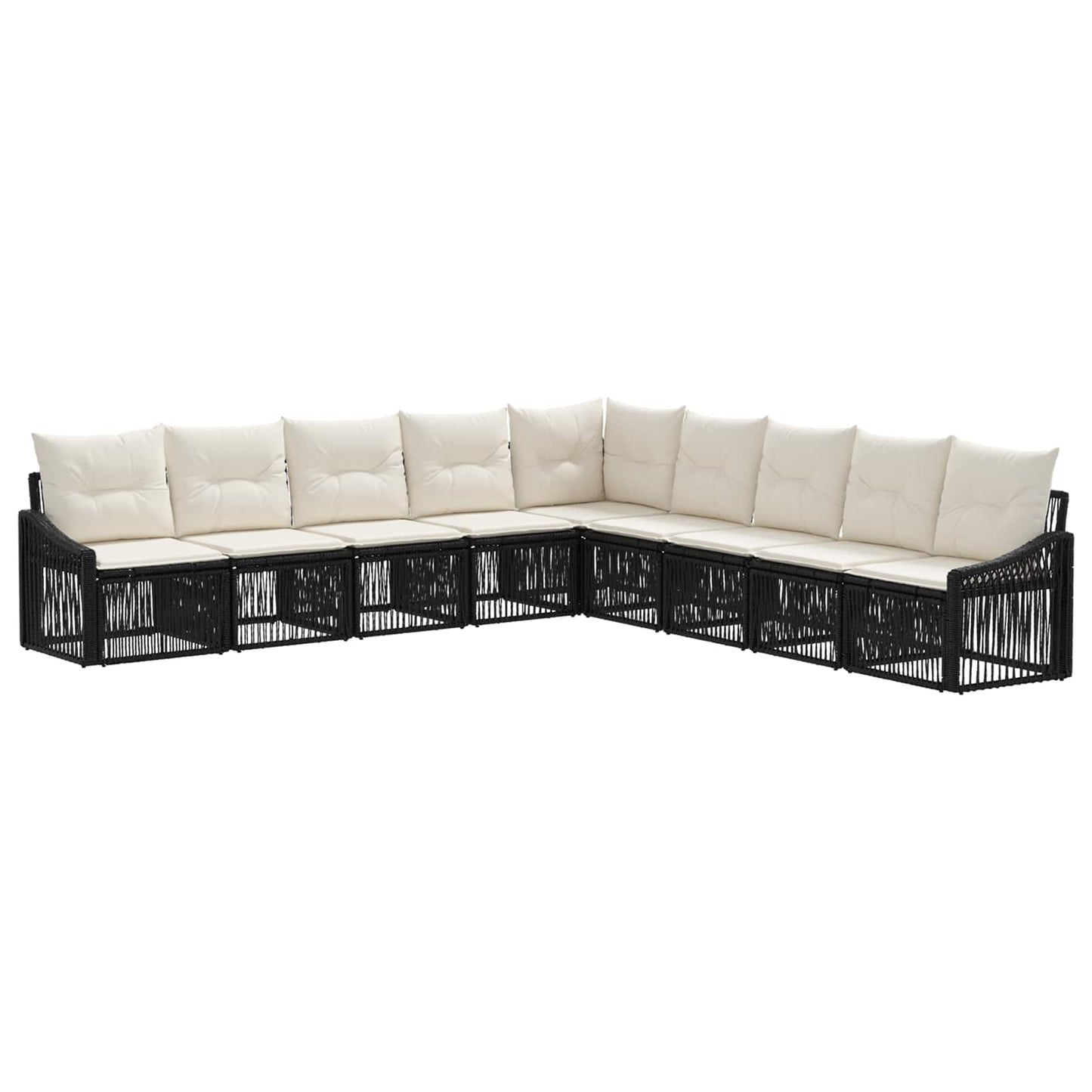 Gartensofa-set 9 pcs Schwarz Poly-Rattan