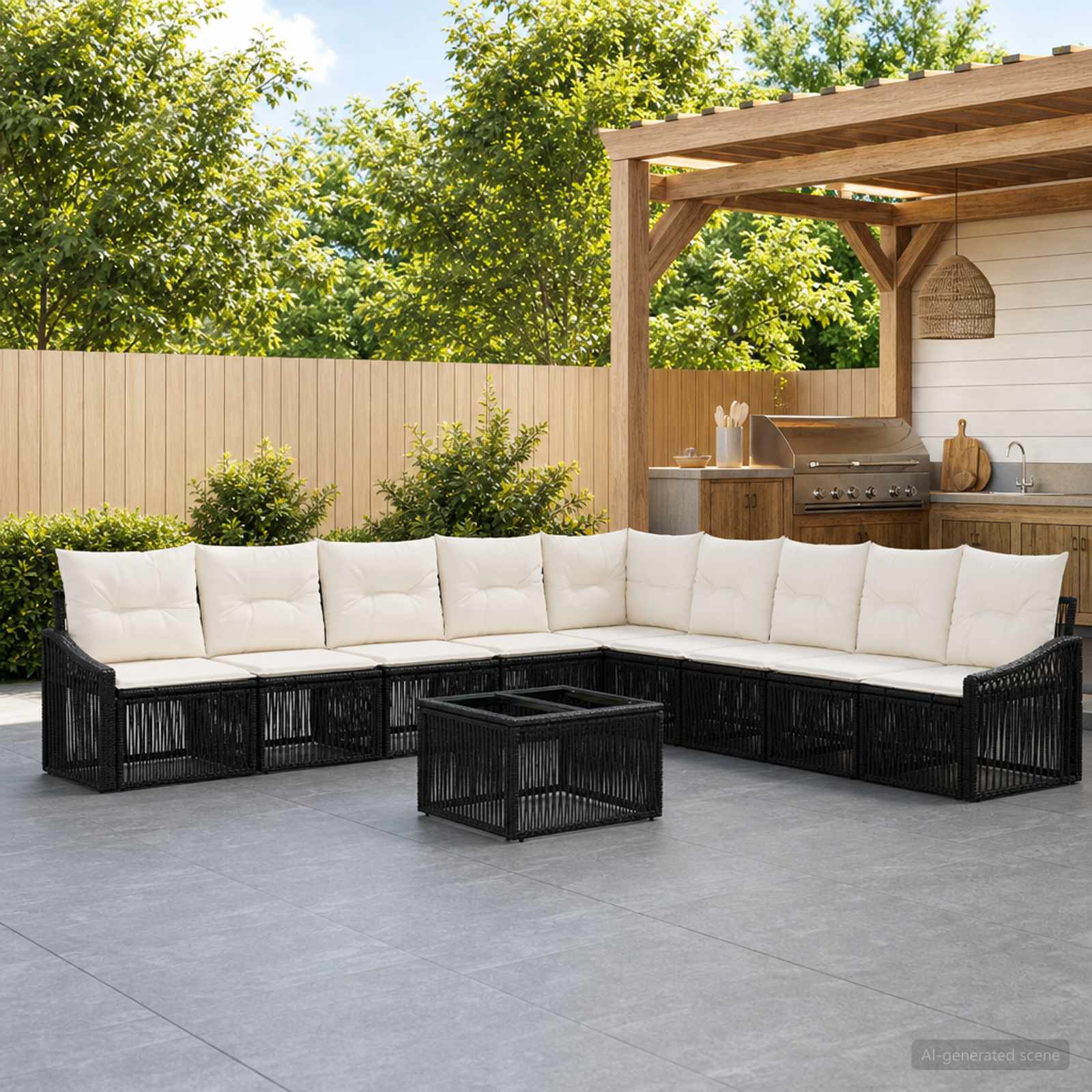 Gartensofa-set 10 stk. Schwarz Poly-Rattan