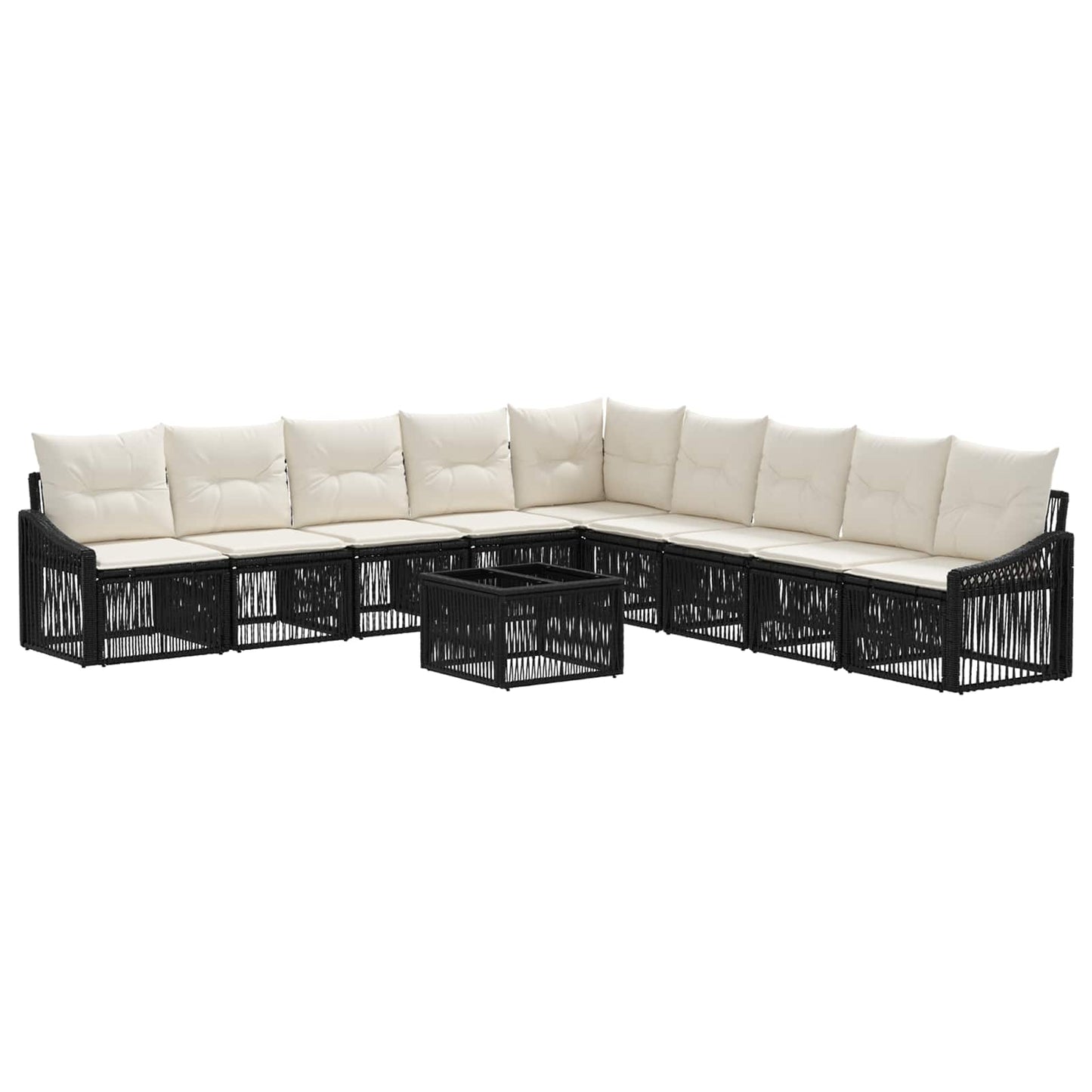 Gartensofa-set 10 stk. Schwarz Poly-Rattan