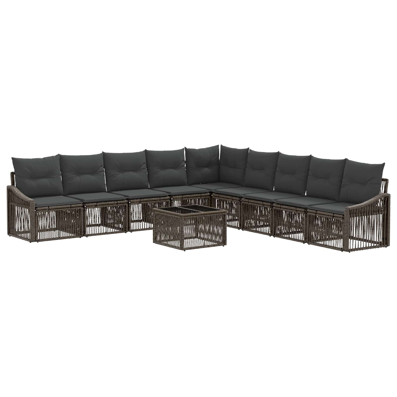 Gartensofa-set 10 stk. Grau Poly-Rattan
