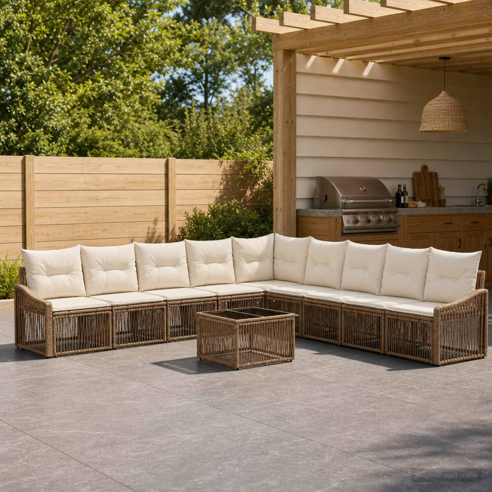Gartensofa-set 10 pcs Beige Poly-Rattan