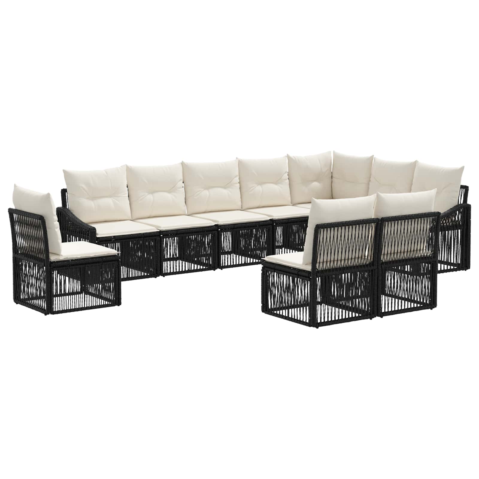 Gartensofa-set 10 stk. Schwarz Poly-Rattan