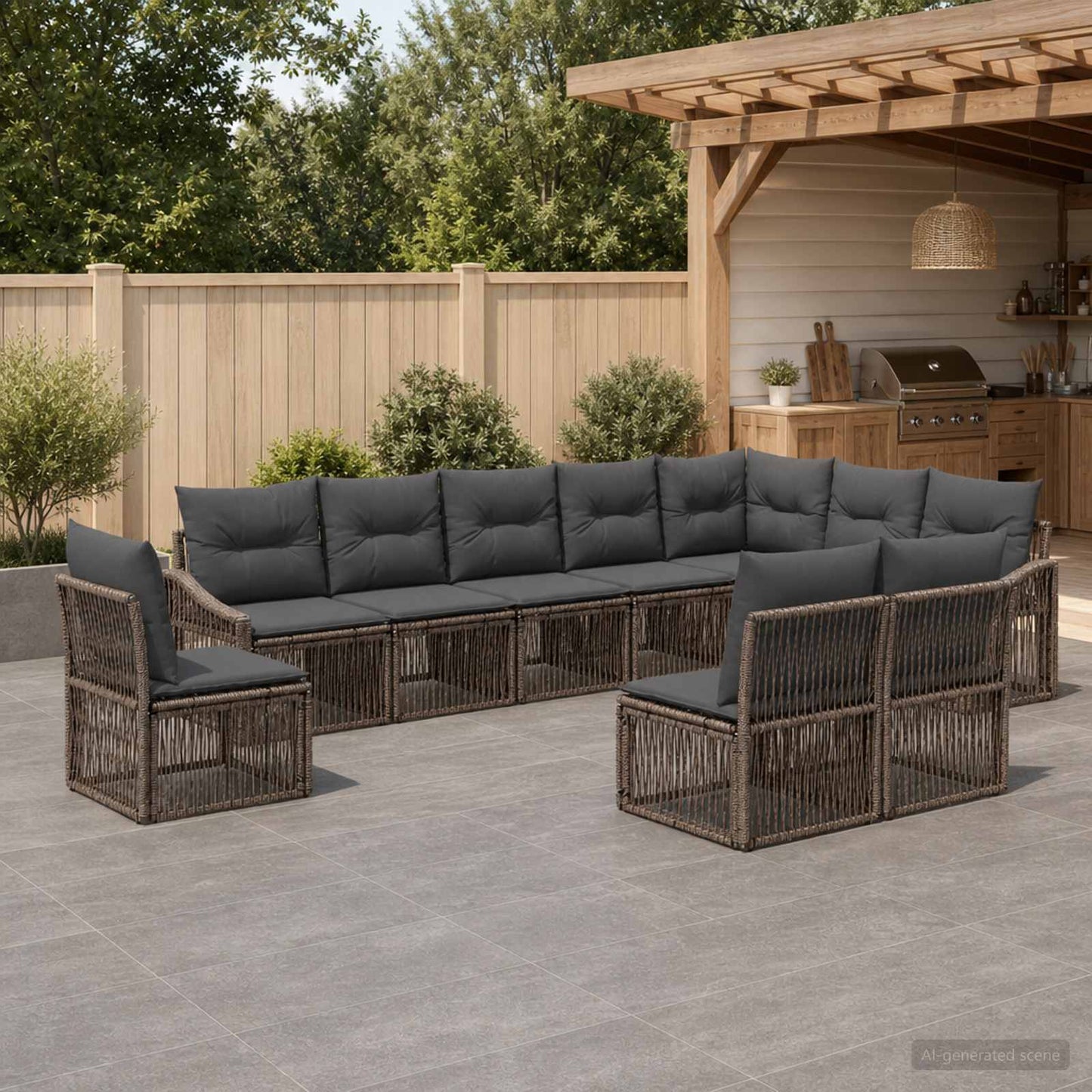 Gartensofa-set 10 pcs Grau Poly-Rattan