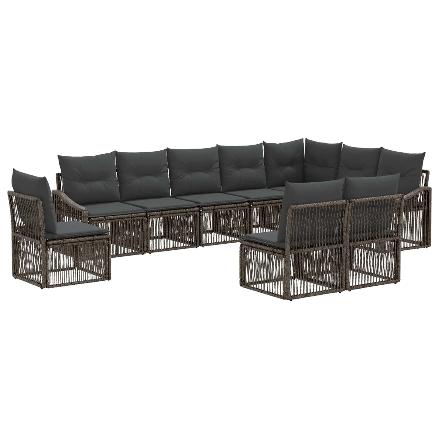 Gartensofa-set 10 pcs Grau Poly-Rattan