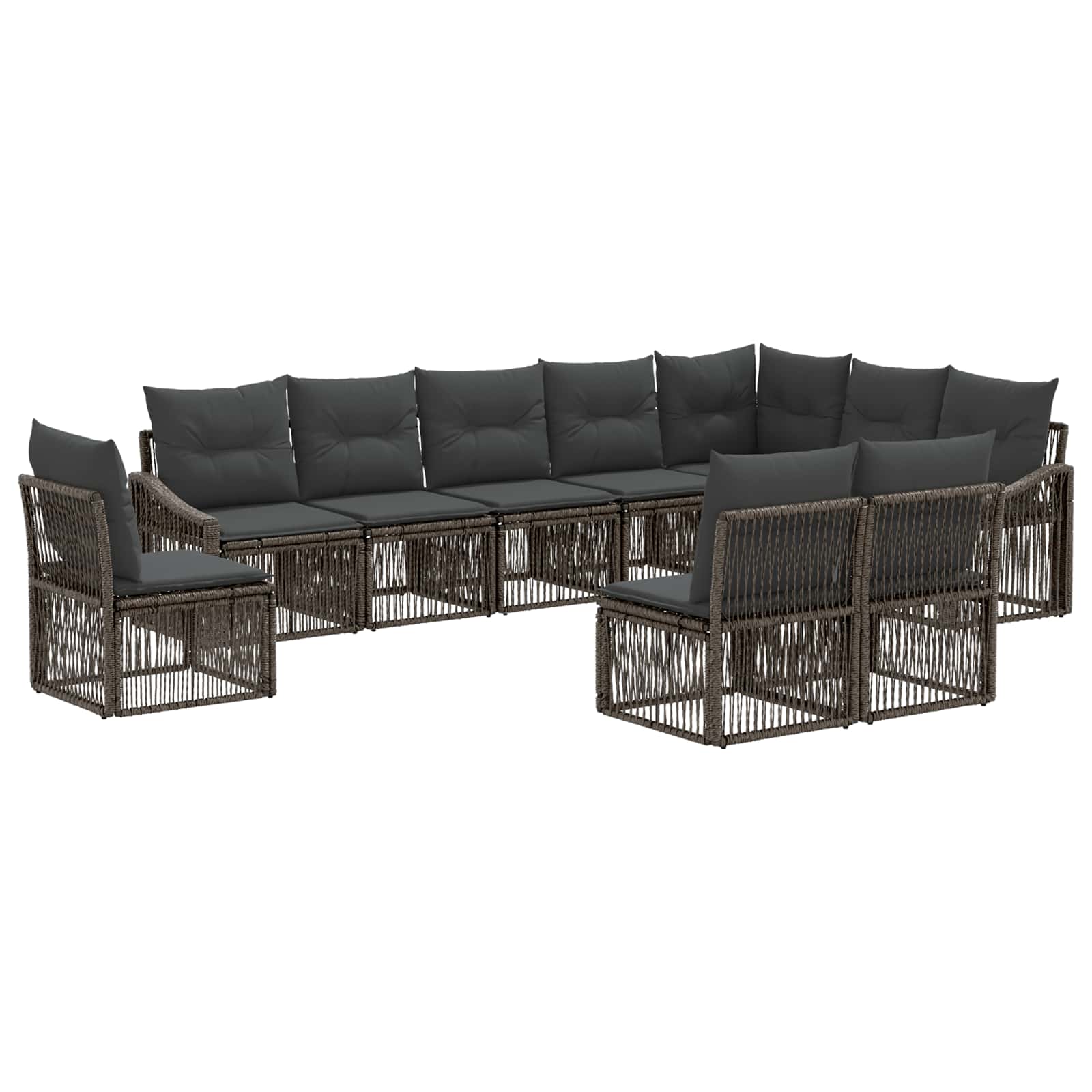 Gartensofa-set 10 pcs Grau Poly-Rattan