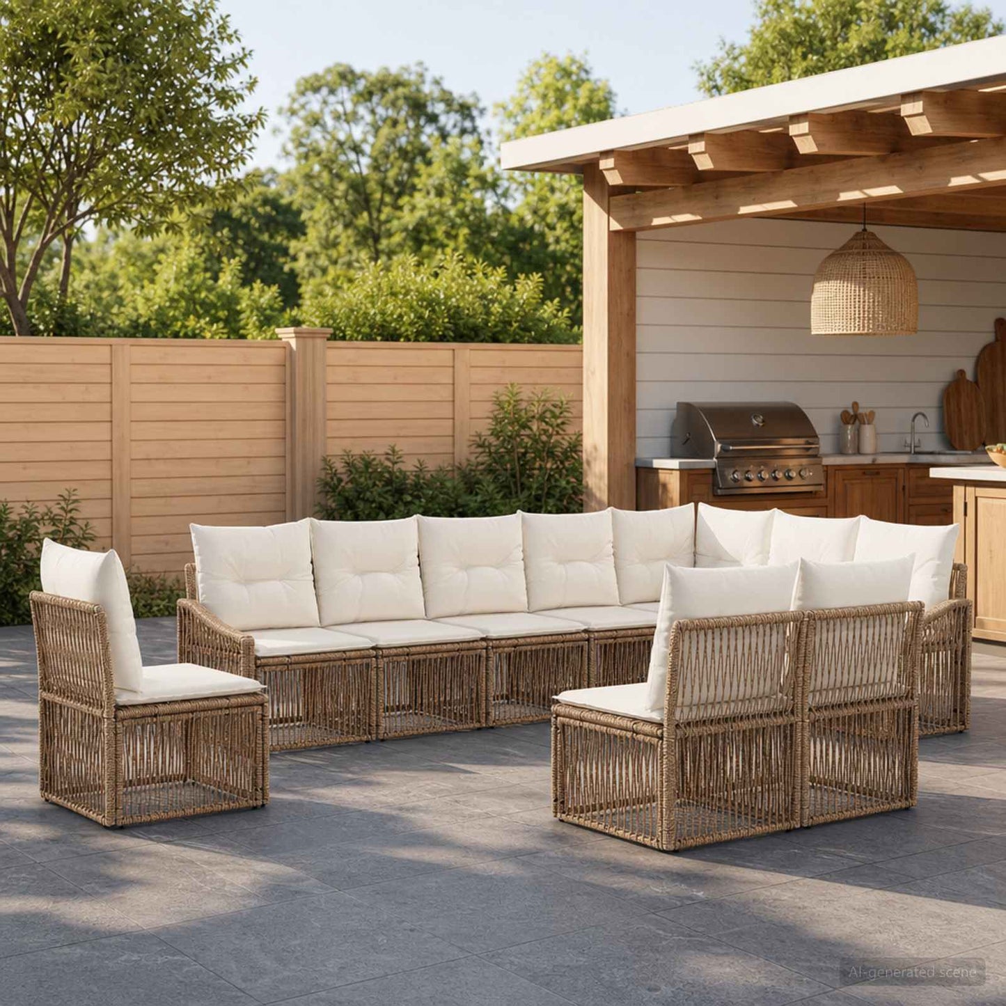 Gartensofa-set 10 pcs Beige Poly-Rattan