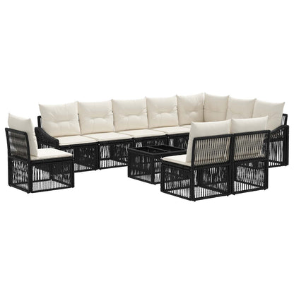 Gartensofa-set 11 stk. Schwarz Poly-Rattan