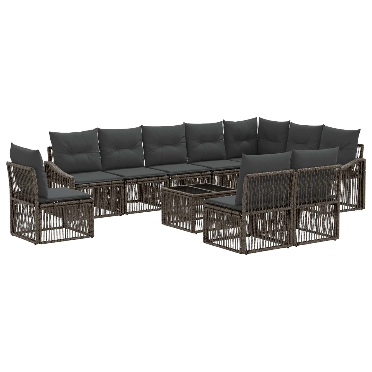 Gartensofa-set 11 stk. Grau Poly-Rattan