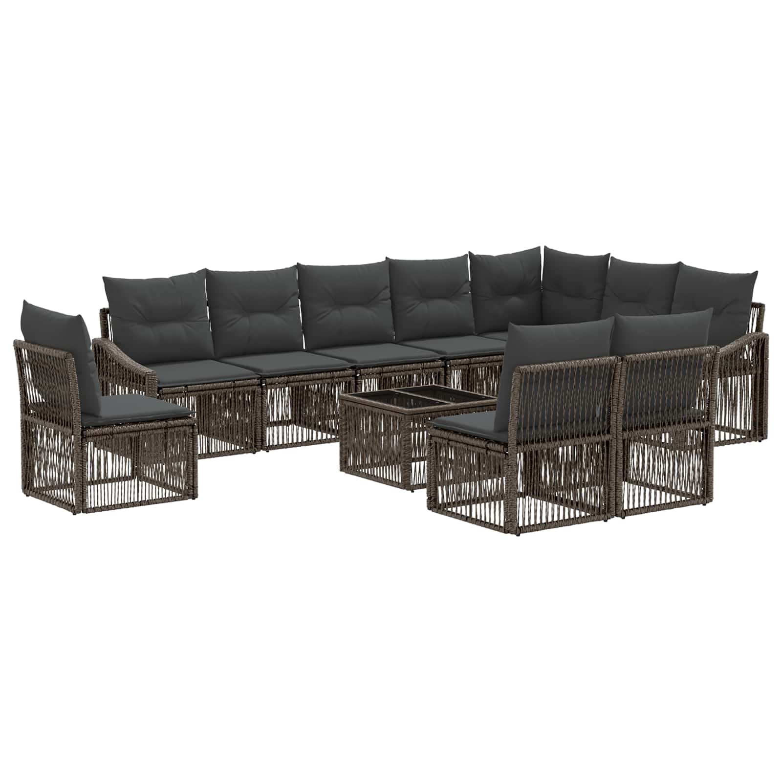 Gartensofa-set 11 stk. Grau Poly-Rattan