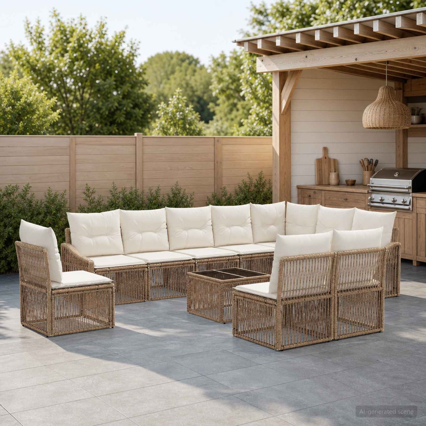 Gartensofa-set 11 pcs Beige Poly-Rattan