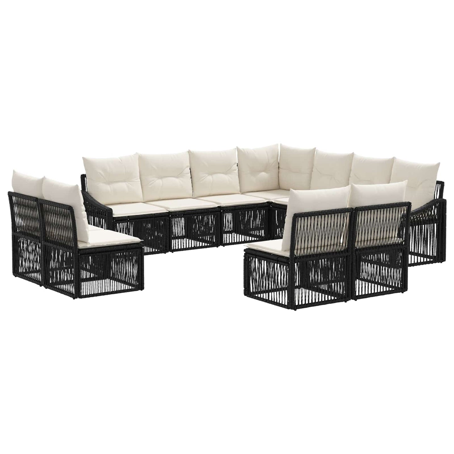 Gartensofa-set 11 pcs Schwarz Poly-Rattan