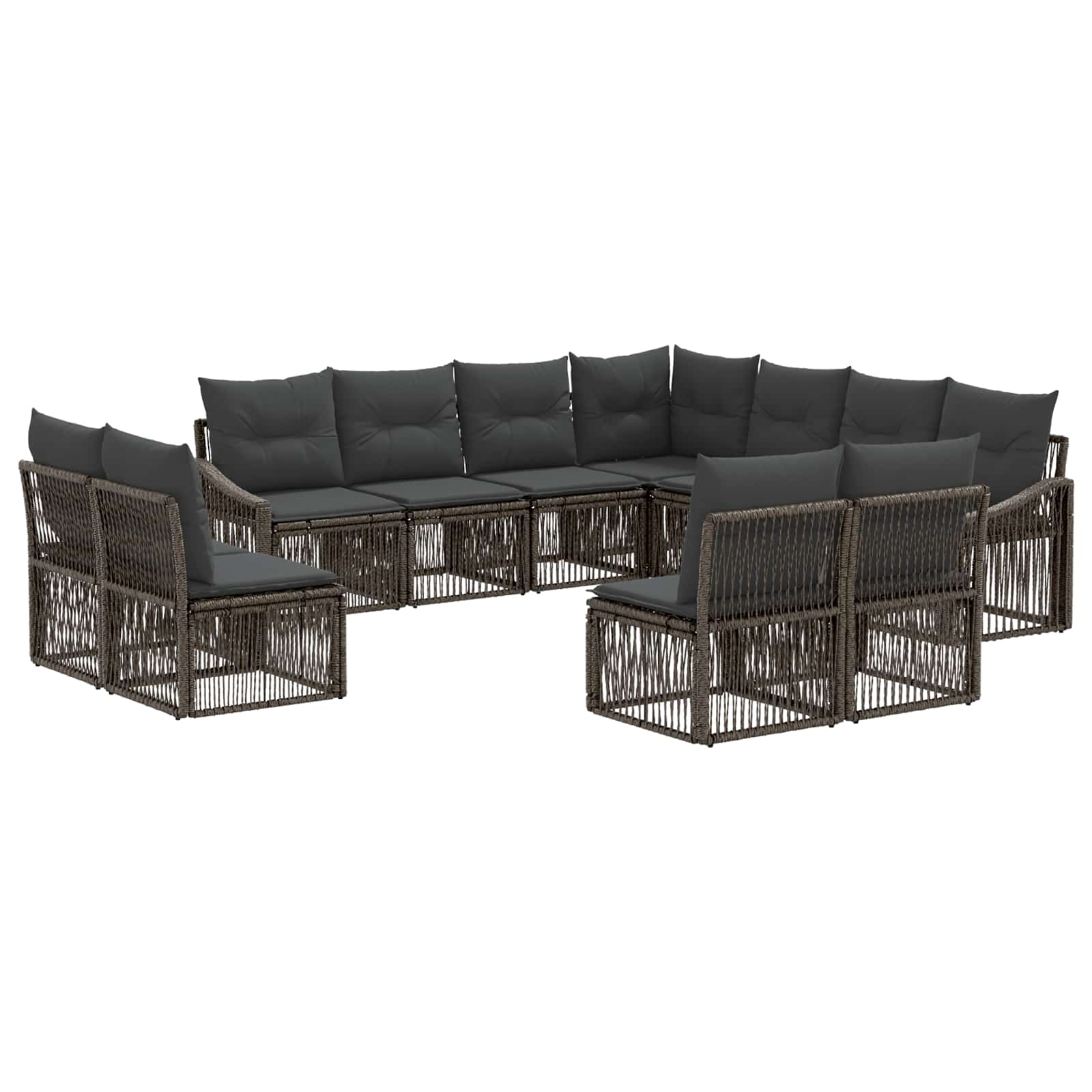 Gartensofa-set 11 stk. Grau Poly-Rattan